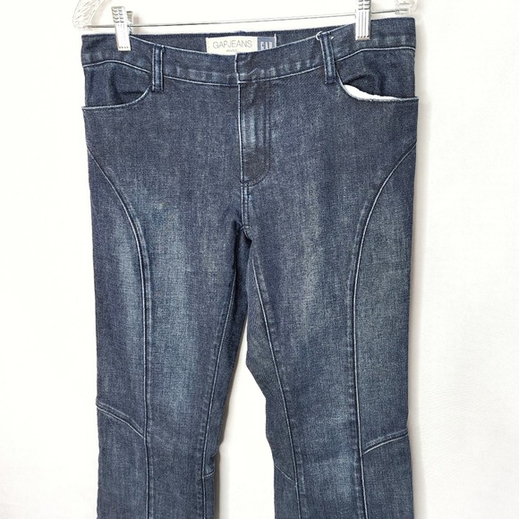 Vintage Gap Y2K 2001 Flare Leg Denim Center Pleat Wide Jeans Size 10 - Picture 3 of 9